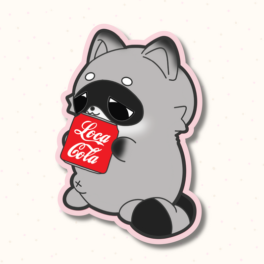 Raccoon Loca Cola 3" Sticker