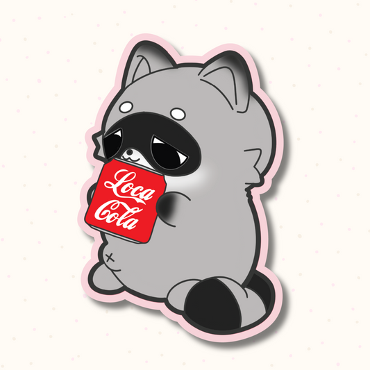 Raccoon Loca Cola 2" Sticker